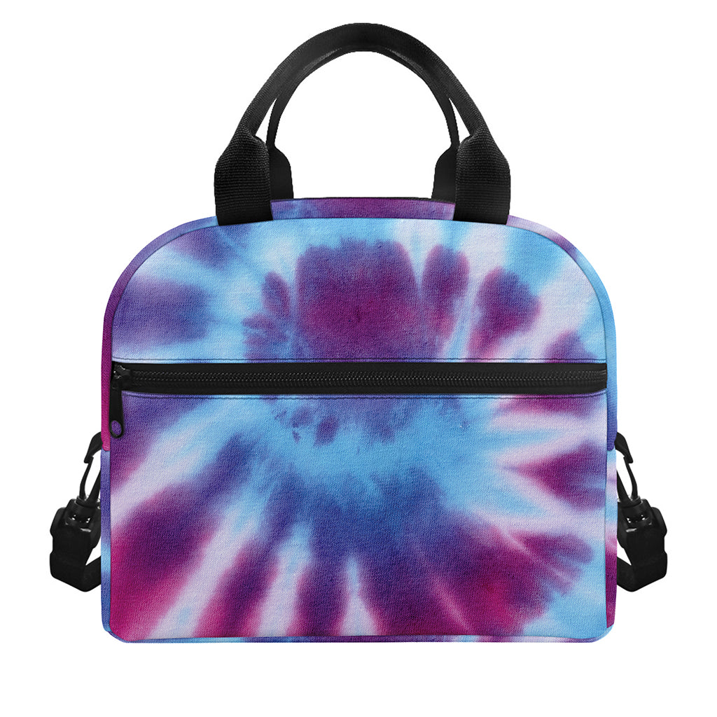 Blue And Purple Spiral Tie Dye Print Insulated Lunch Bag