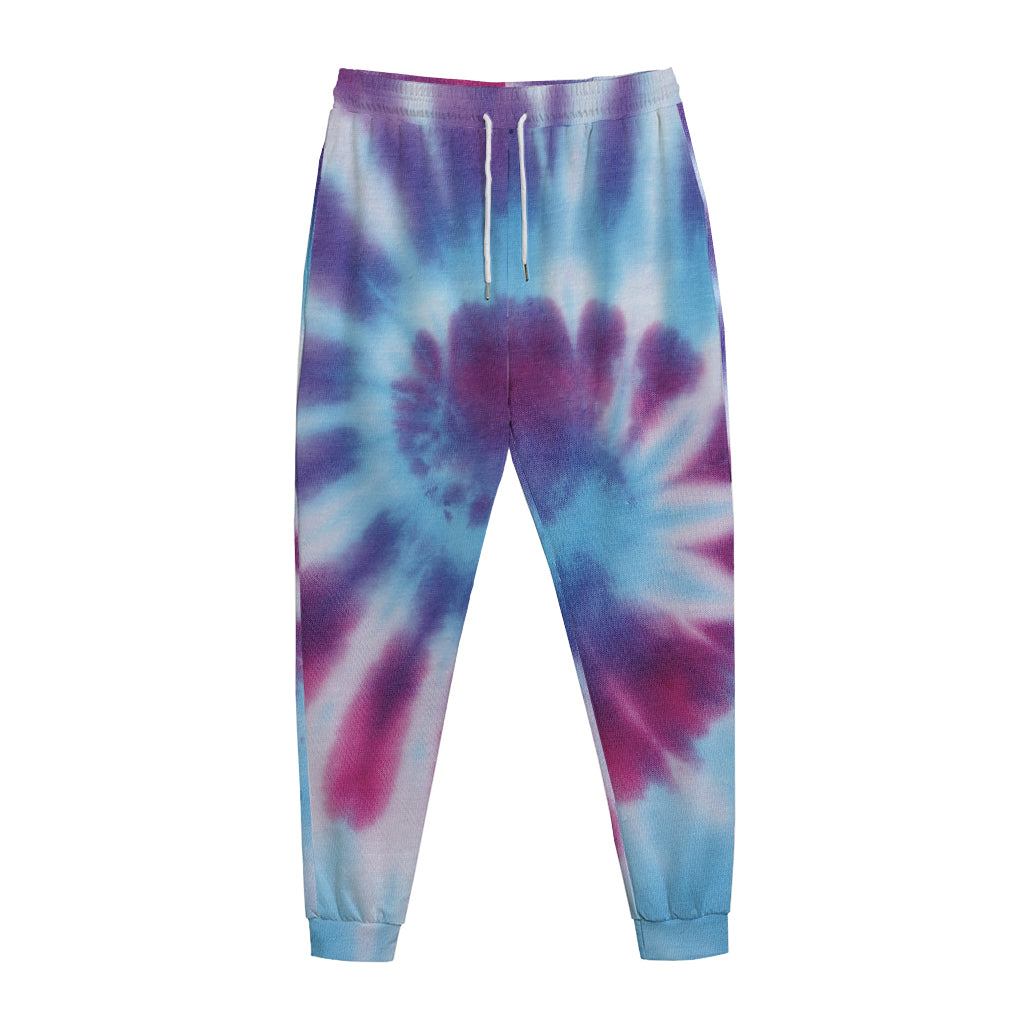 Blue And Purple Spiral Tie Dye Print Jogger Pants
