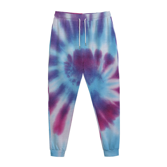 Blue And Purple Spiral Tie Dye Print Jogger Pants