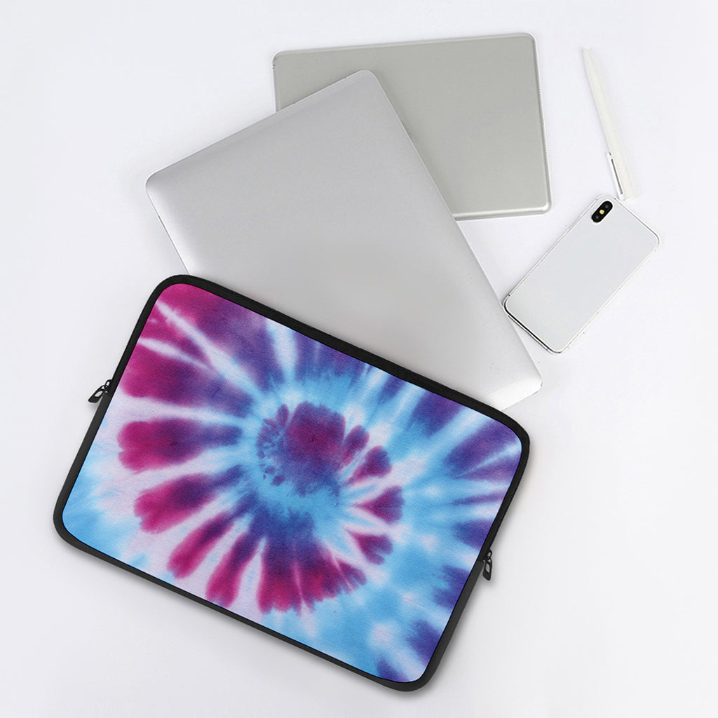 Blue And Purple Spiral Tie Dye Print Laptop Sleeve