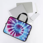 Blue And Purple Spiral Tie Dye Print Laptop Sleeve With Handle