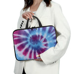 Blue And Purple Spiral Tie Dye Print Laptop Sleeve With Handle
