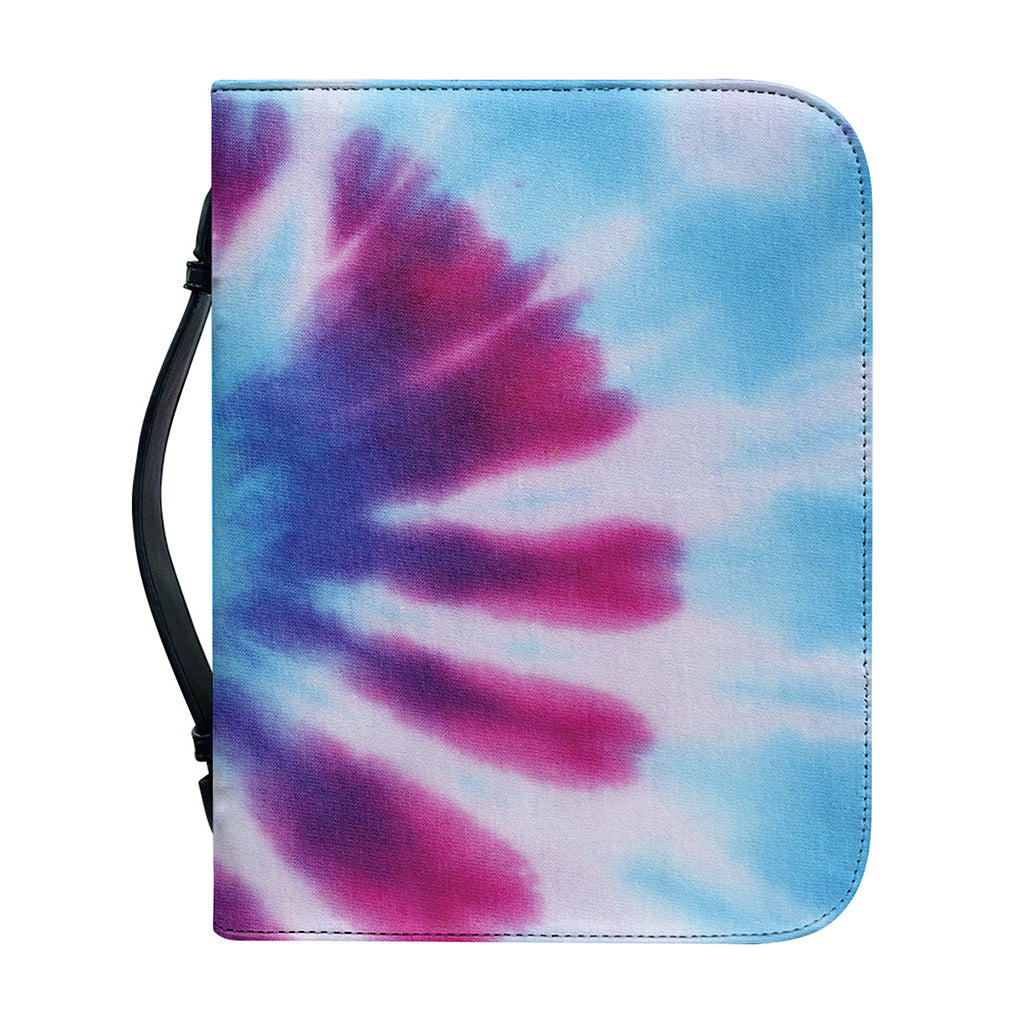 Blue And Purple Spiral Tie Dye Print Leather Bible Cover