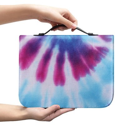 Blue And Purple Spiral Tie Dye Print Leather Bible Cover