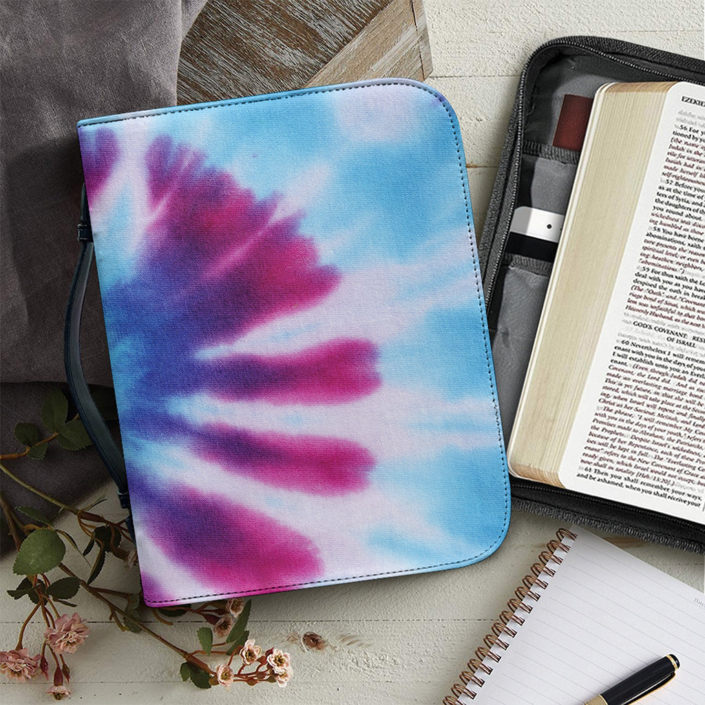 Blue And Purple Spiral Tie Dye Print Leather Bible Cover