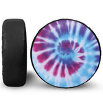 Blue And Purple Spiral Tie Dye Print Leather Spare Tire Cover