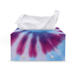 Blue And Purple Spiral Tie Dye Print Leather Tissue Box Cover