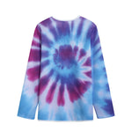Blue And Purple Spiral Tie Dye Print Long Sleeve Short Coat