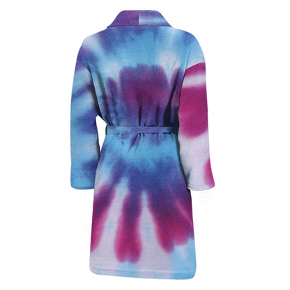 Blue And Purple Spiral Tie Dye Print Men's Bathrobe