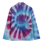 Blue And Purple Spiral Tie Dye Print Men's Blazer