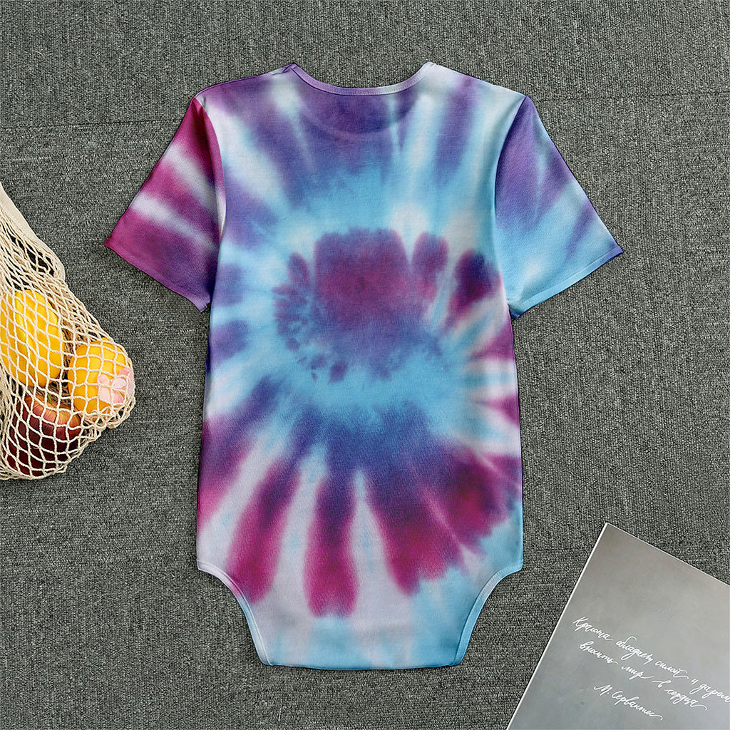 Blue And Purple Spiral Tie Dye Print Men's Bodysuit