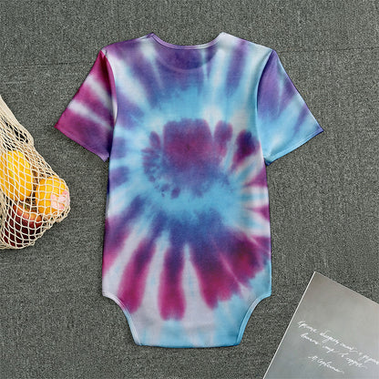 Blue And Purple Spiral Tie Dye Print Men's Bodysuit