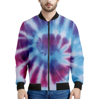 Blue And Purple Spiral Tie Dye Print Men's Bomber Jacket