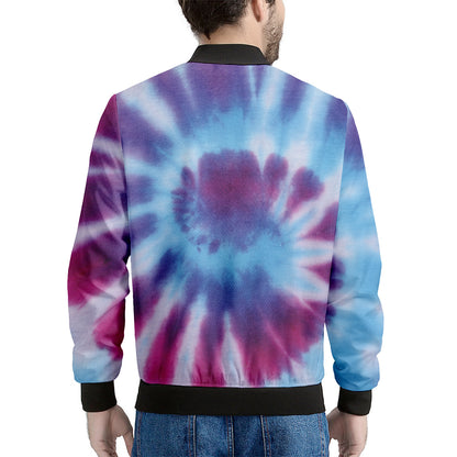 Blue And Purple Spiral Tie Dye Print Men's Bomber Jacket