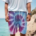Blue And Purple Spiral Tie Dye Print Men's Cargo Shorts