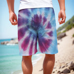 Blue And Purple Spiral Tie Dye Print Men's Cargo Shorts