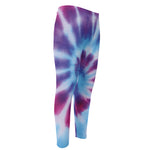 Blue And Purple Spiral Tie Dye Print Men's Compression Pants