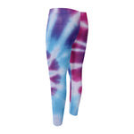 Blue And Purple Spiral Tie Dye Print Men's Compression Pants