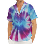 Blue And Purple Spiral Tie Dye Print Men's Deep V-Neck Shirt
