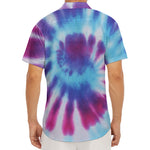 Blue And Purple Spiral Tie Dye Print Men's Deep V-Neck Shirt