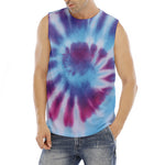 Blue And Purple Spiral Tie Dye Print Men's Fitness Tank Top