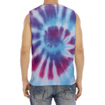 Blue And Purple Spiral Tie Dye Print Men's Fitness Tank Top