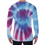 Blue And Purple Spiral Tie Dye Print Men's Long Sleeve T-Shirt