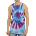 Blue And Purple Spiral Tie Dye Print Men's Muscle Tank Top