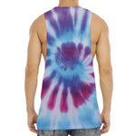 Blue And Purple Spiral Tie Dye Print Men's Muscle Tank Top