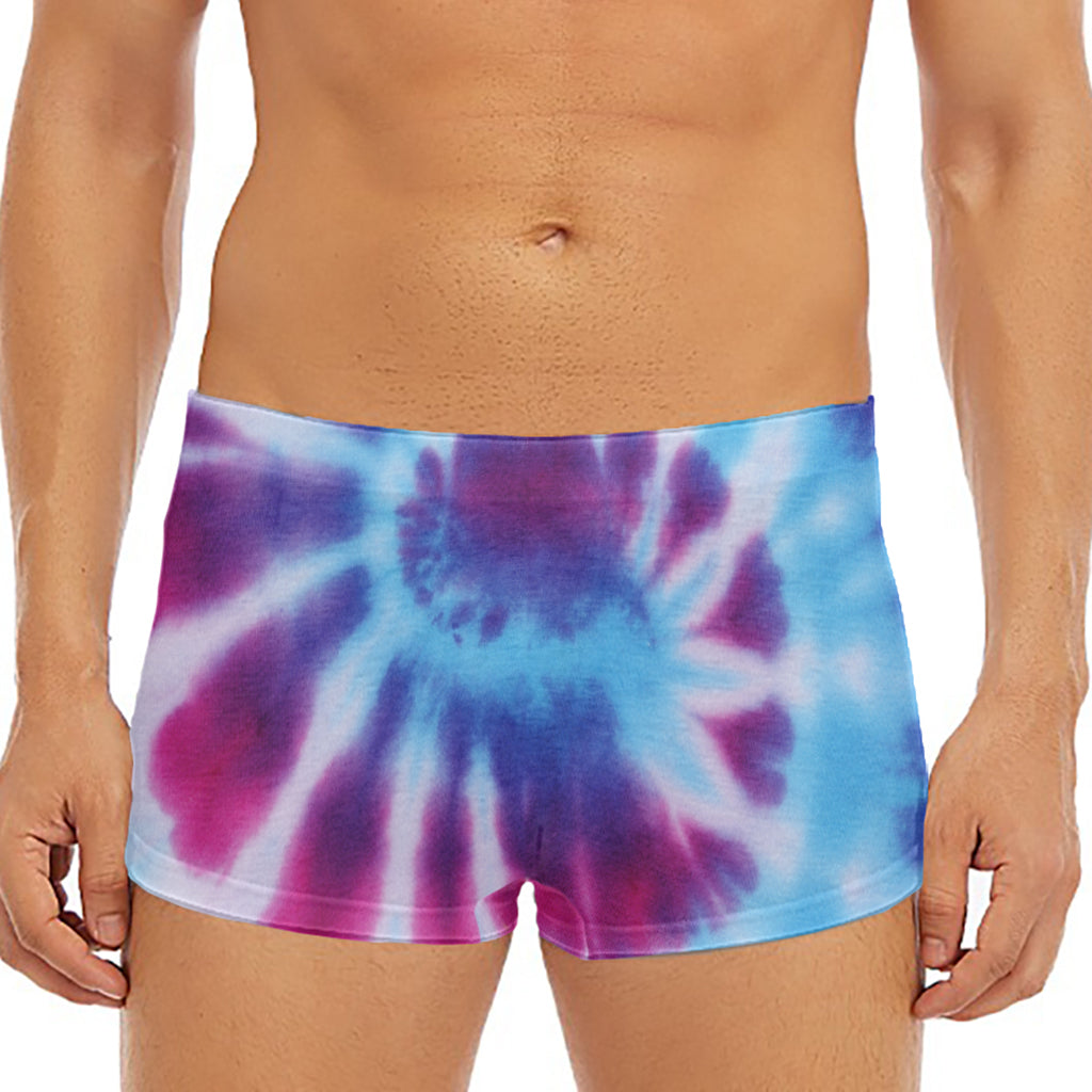 Blue And Purple Spiral Tie Dye Print Men's Short Boxer Briefs