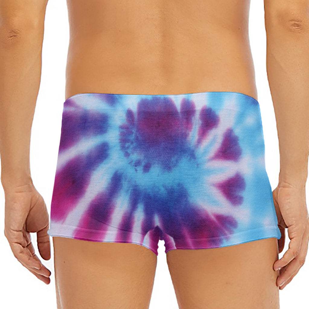Blue And Purple Spiral Tie Dye Print Men's Short Boxer Briefs