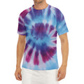 Blue And Purple Spiral Tie Dye Print Men's Short Sleeve Rash Guard