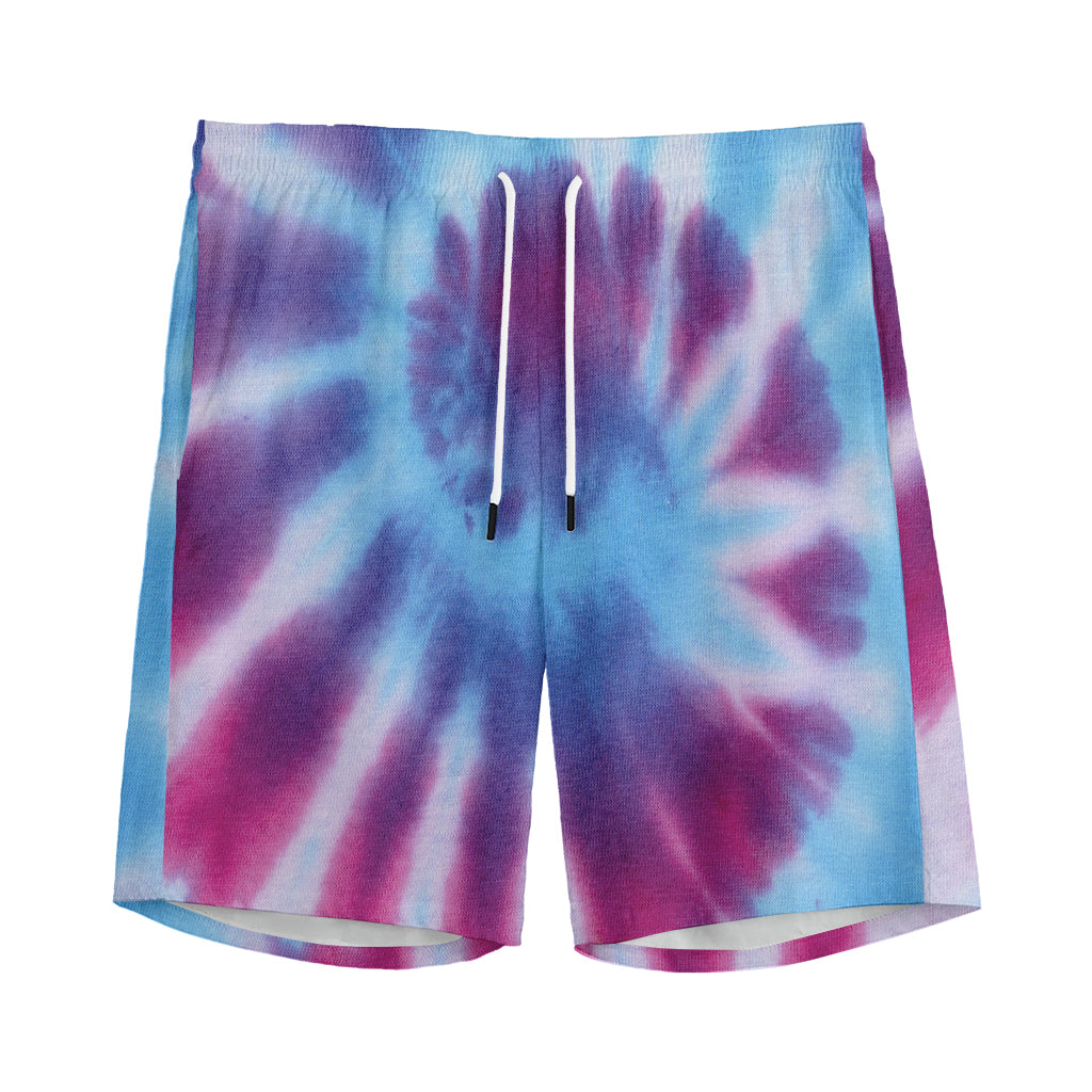 Blue And Purple Spiral Tie Dye Print Men's Sports Shorts
