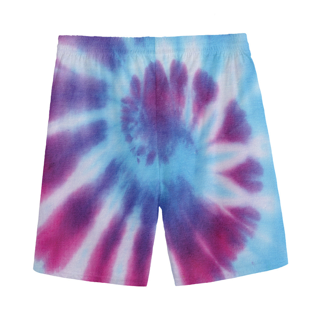 Blue And Purple Spiral Tie Dye Print Men's Sports Shorts