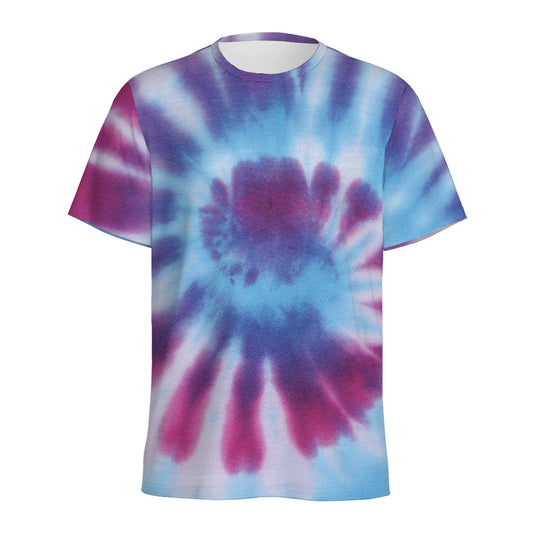 Blue And Purple Spiral Tie Dye Print Men's Sports T-Shirt