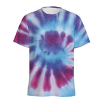 Blue And Purple Spiral Tie Dye Print Men's Sports T-Shirt