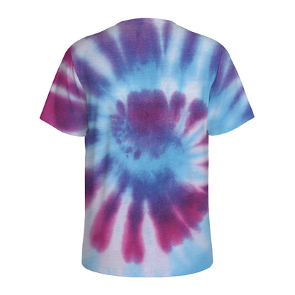 Blue And Purple Spiral Tie Dye Print Men's Sports T-Shirt