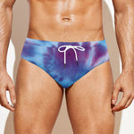 Blue And Purple Spiral Tie Dye Print Men's Swim Briefs