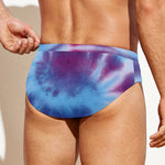 Blue And Purple Spiral Tie Dye Print Men's Swim Briefs
