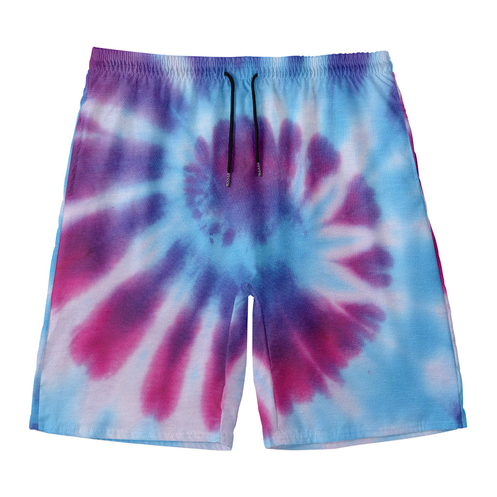 Blue And Purple Spiral Tie Dye Print Men's Swim Trunks