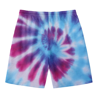 Blue And Purple Spiral Tie Dye Print Men's Swim Trunks