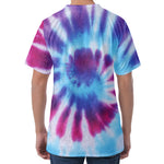 Blue And Purple Spiral Tie Dye Print Men's Velvet T-Shirt