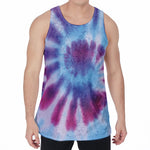 Blue And Purple Spiral Tie Dye Print Men's Velvet Tank Top