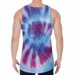 Blue And Purple Spiral Tie Dye Print Men's Velvet Tank Top