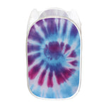 Blue And Purple Spiral Tie Dye Print Mesh Laundry Hamper