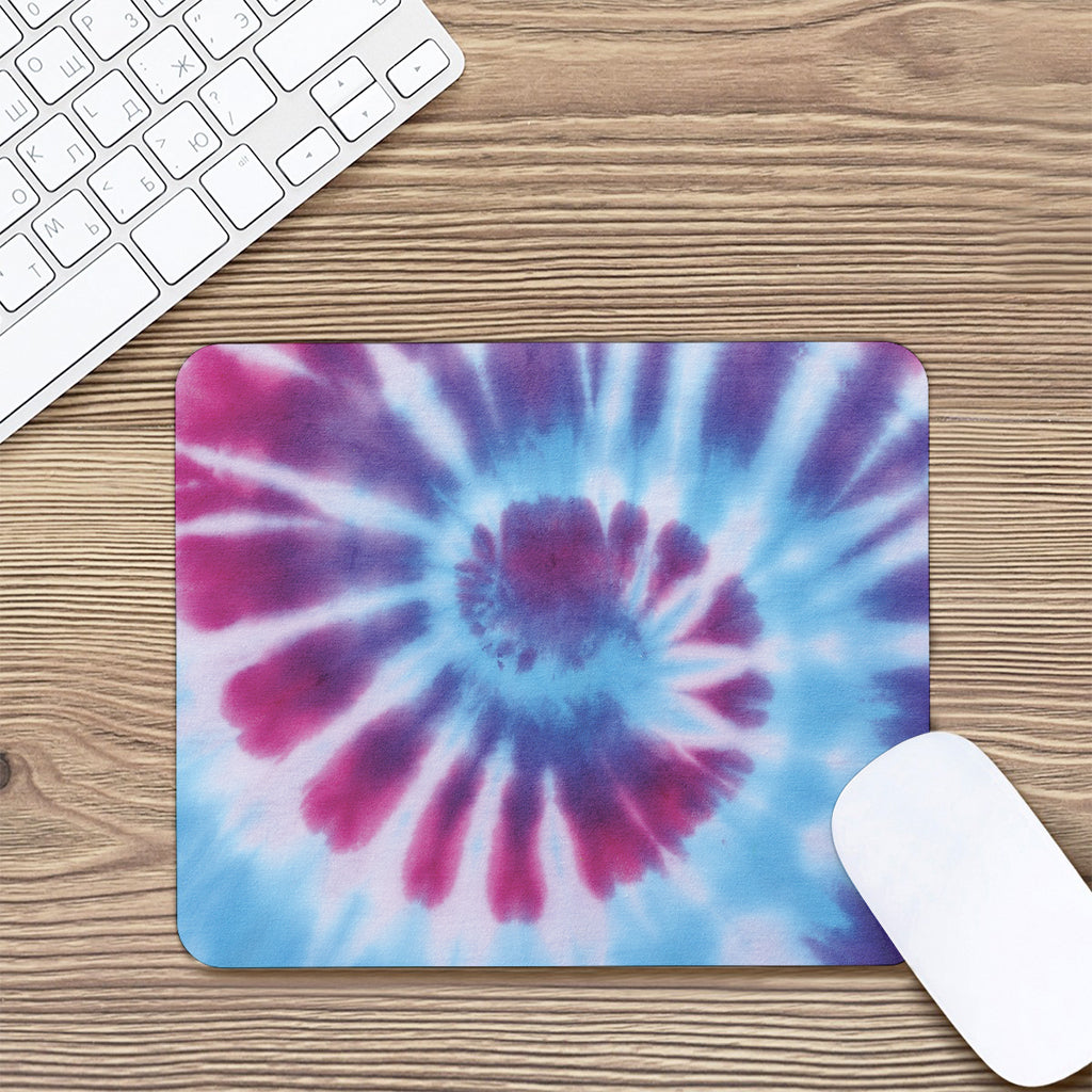 Blue And Purple Spiral Tie Dye Print Mouse Pad