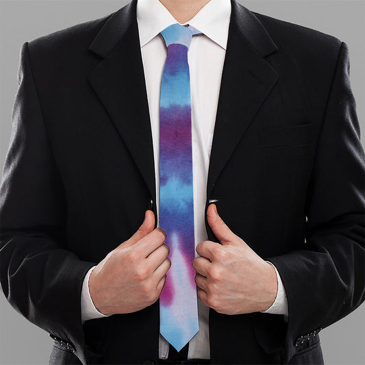 Blue And Purple Spiral Tie Dye Print Necktie