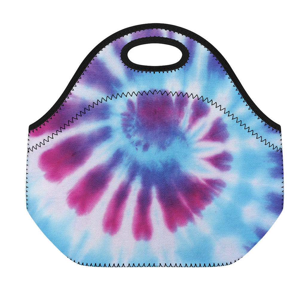 Blue And Purple Spiral Tie Dye Print Neoprene Lunch Bag