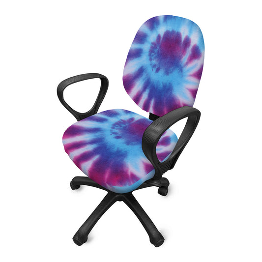 Blue And Purple Spiral Tie Dye Print Office Chair Cover