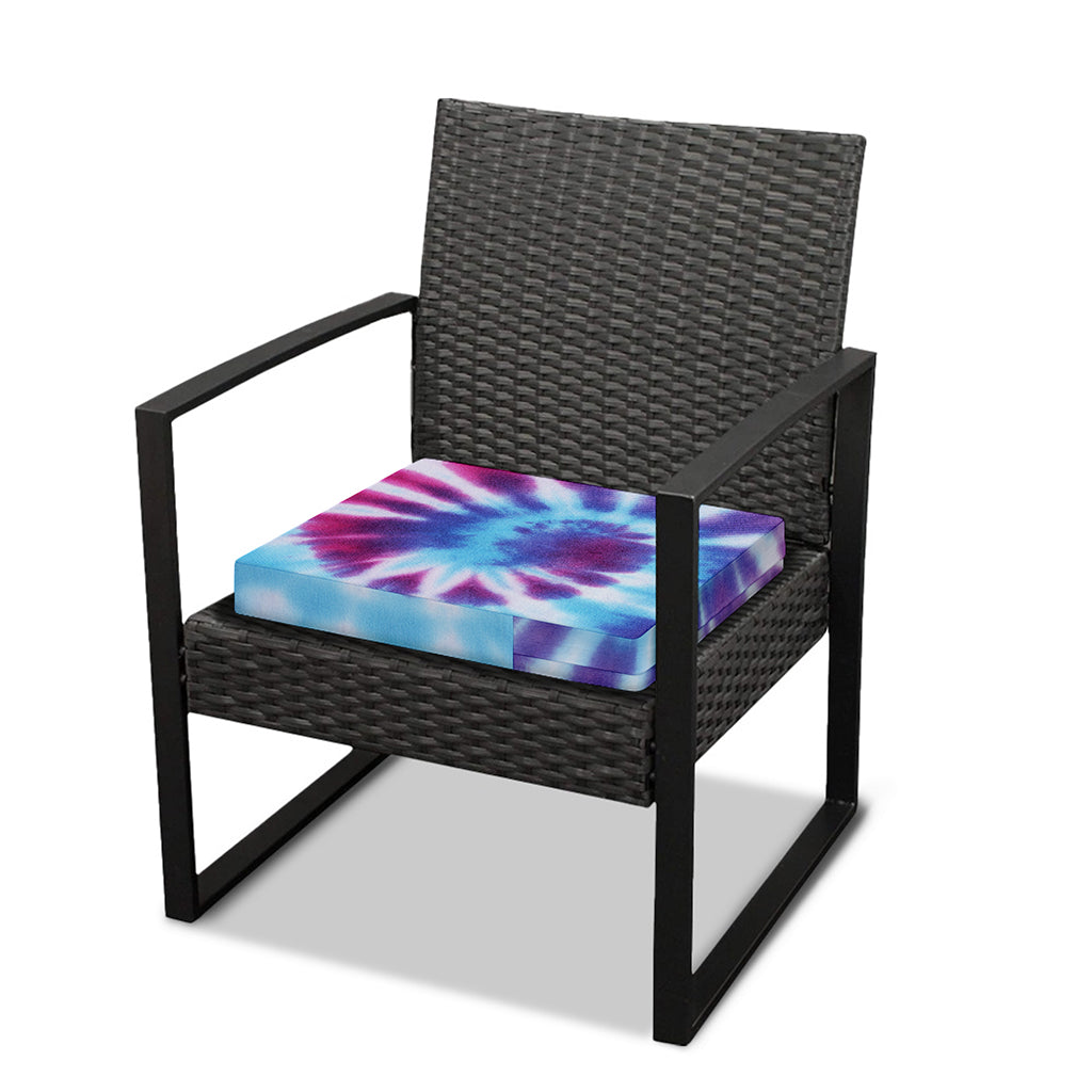 Blue And Purple Spiral Tie Dye Print Outdoor Seat Cushion Cover